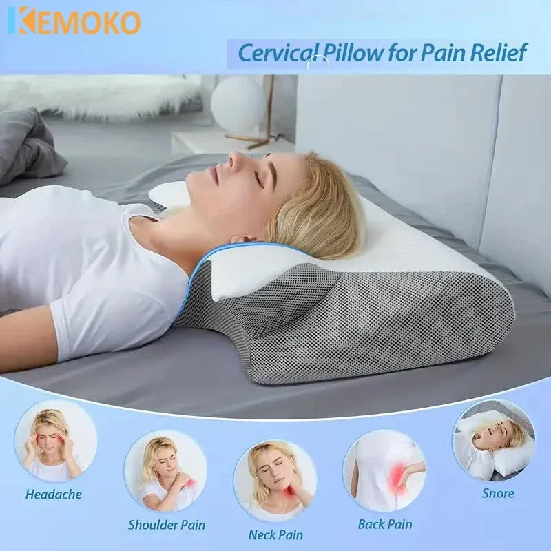 1pc Memory Foam Cervical Pillow, 2 in 1 Ergonomic Contour Orthopedic Pillow for Neck Pain Support Pillows Pillowcase replacement
